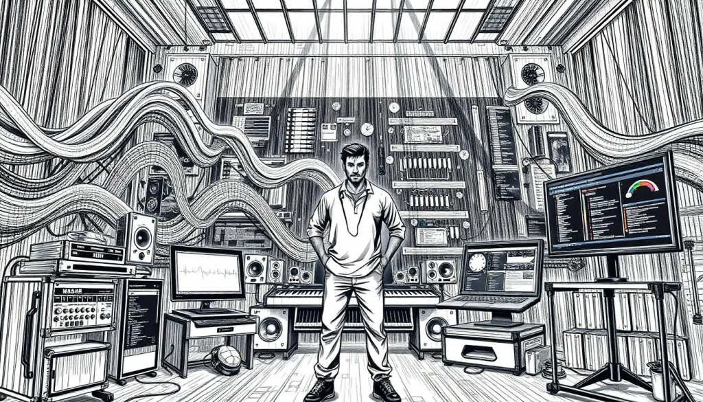 Representação visual da união entre criatividade e engenharia no desenvolvimento de tecnologia.
