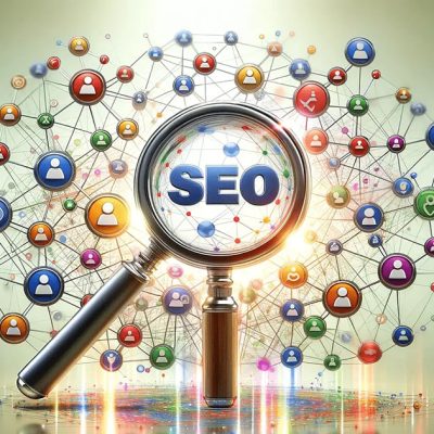 Ícones representando plataformas diversificadas onde anúncios pagos, social media e seo otimização são realizados