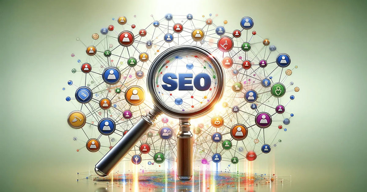 Ícones representando plataformas diversificadas onde anúncios pagos, social media e seo otimização são realizados
